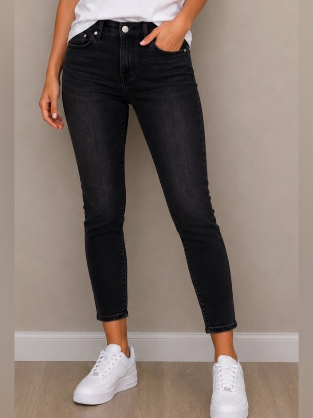 Liverpool Jeans High Rise Ankle Dark Gray Black Skinny Slim Vintage